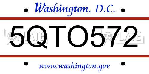 5QTO572 District Of Columbia License Plate