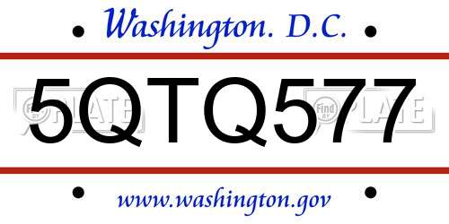 5QTQ577 District Of Columbia License Plate