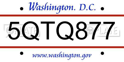 5QTQ877 District Of Columbia License Plate
