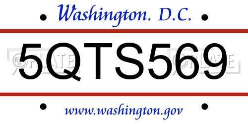 5QTS569 District Of Columbia License Plate