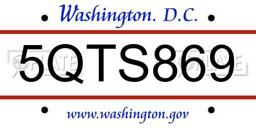 5QTS869 District Of Columbia License Plate