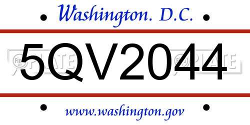 5QV2044 District Of Columbia License Plate
