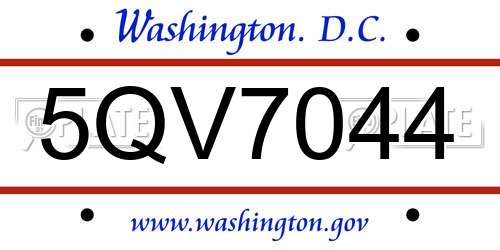5QV7044 District Of Columbia License Plate