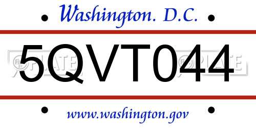 5QVT044 District Of Columbia License Plate