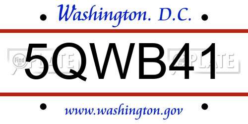 5QWB41 District Of Columbia License Plate