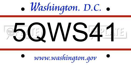 5QWS41 District Of Columbia License Plate