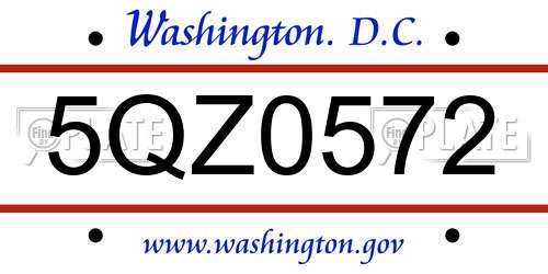 5QZ0572 District Of Columbia License Plate