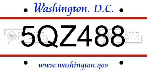 5QZ488 District Of Columbia License Plate