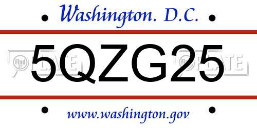 5QZG25 District Of Columbia License Plate