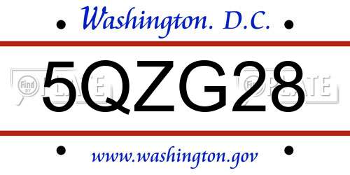 5QZG28 District Of Columbia License Plate