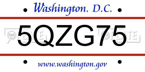 5QZG75 District Of Columbia License Plate