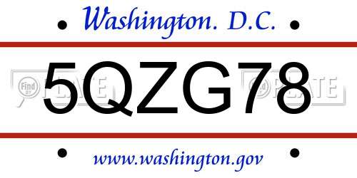 5QZG78 District Of Columbia License Plate