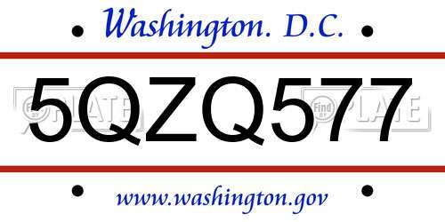 5QZQ577 District Of Columbia License Plate