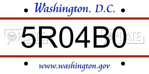 5R04B0 District Of Columbia License Plate