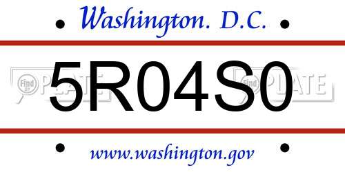 5R04S0 District Of Columbia License Plate