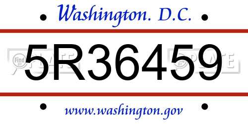 5R36459 District Of Columbia License Plate