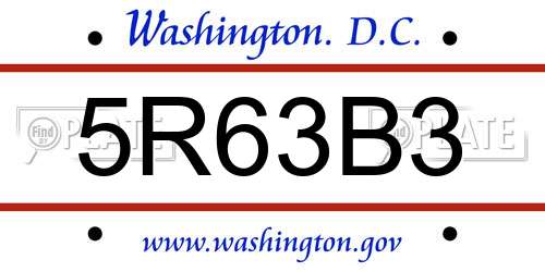 5R63B3 District Of Columbia License Plate