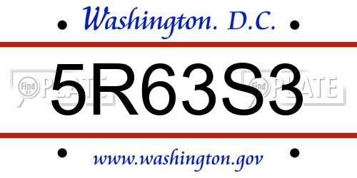 5R63S3 District Of Columbia License Plate