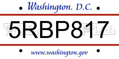 5RBP817 District Of Columbia License Plate