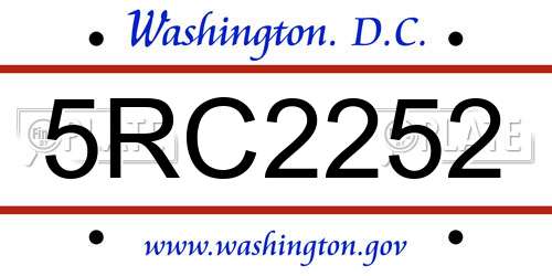 5RC2252 District Of Columbia License Plate