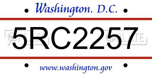 5RC2257 District Of Columbia License Plate