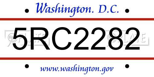 5RC2282 District Of Columbia License Plate