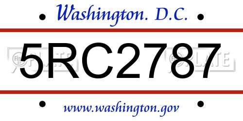 5RC2787 District Of Columbia License Plate