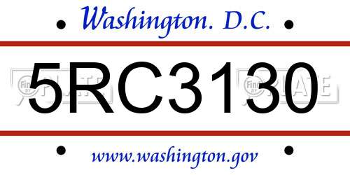 5RC3130 District Of Columbia License Plate