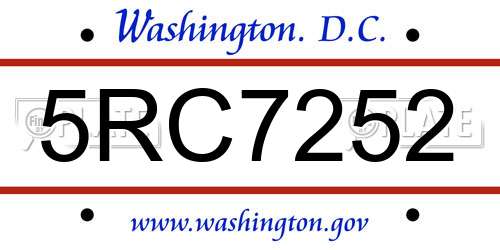 5RC7252 District Of Columbia License Plate