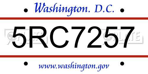 5RC7257 District Of Columbia License Plate