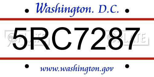 5RC7287 District Of Columbia License Plate