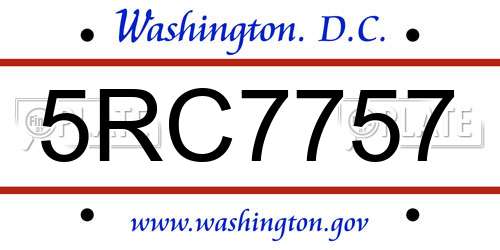 5RC7757 District Of Columbia License Plate