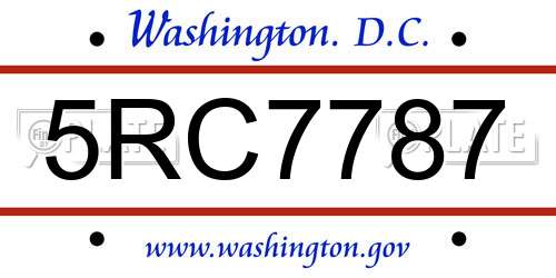 5RC7787 District Of Columbia License Plate