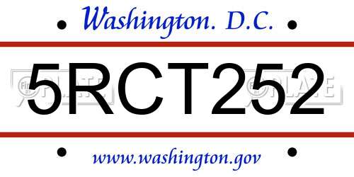 5RCT252 District Of Columbia License Plate
