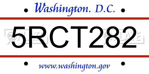 5RCT282 District Of Columbia License Plate