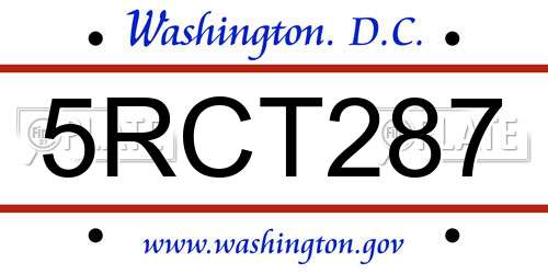 5RCT287 District Of Columbia License Plate