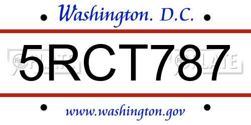 5RCT787 District Of Columbia License Plate
