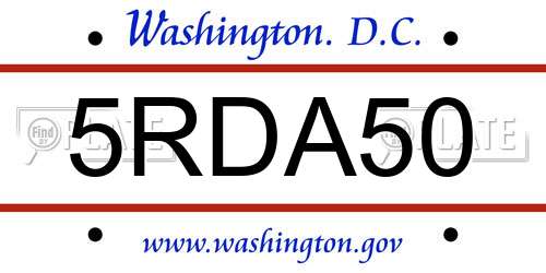 5RDA50 District Of Columbia License Plate