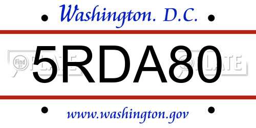 5RDA80 District Of Columbia License Plate