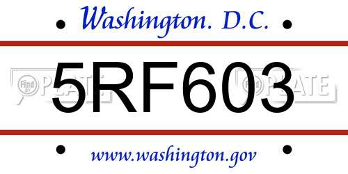5RF603 District Of Columbia License Plate