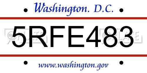 5RFE483 District Of Columbia License Plate