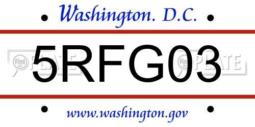 5RFG03 District Of Columbia License Plate