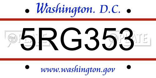 5RG353 District Of Columbia License Plate