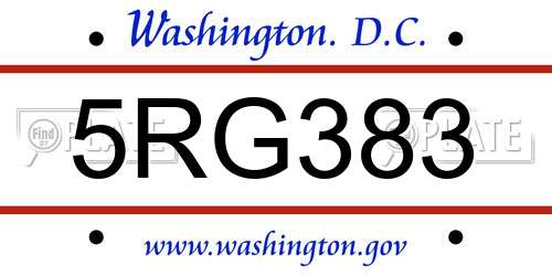 5RG383 District Of Columbia License Plate