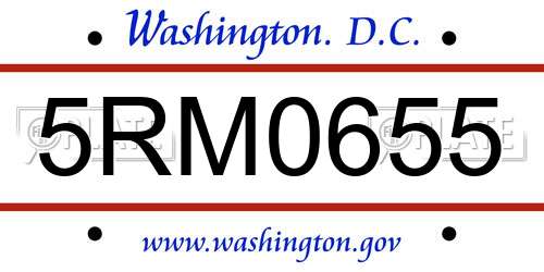 5RM0655 District Of Columbia License Plate