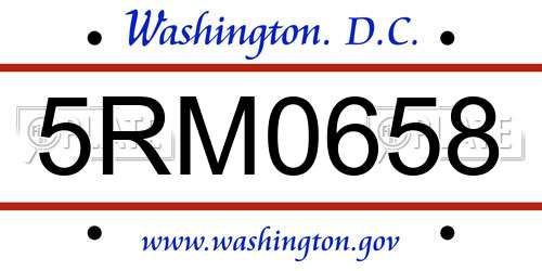 5RM0658 District Of Columbia License Plate