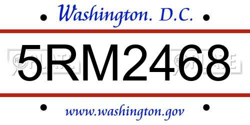 5RM2468 District Of Columbia License Plate