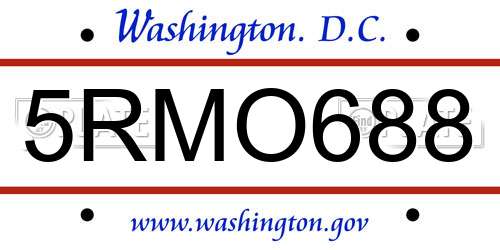 5RMO688 District Of Columbia License Plate