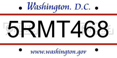 5RMT468 District Of Columbia License Plate