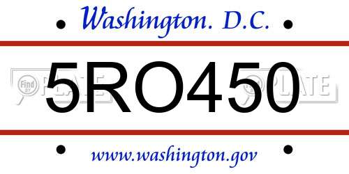 5RO450 District Of Columbia License Plate